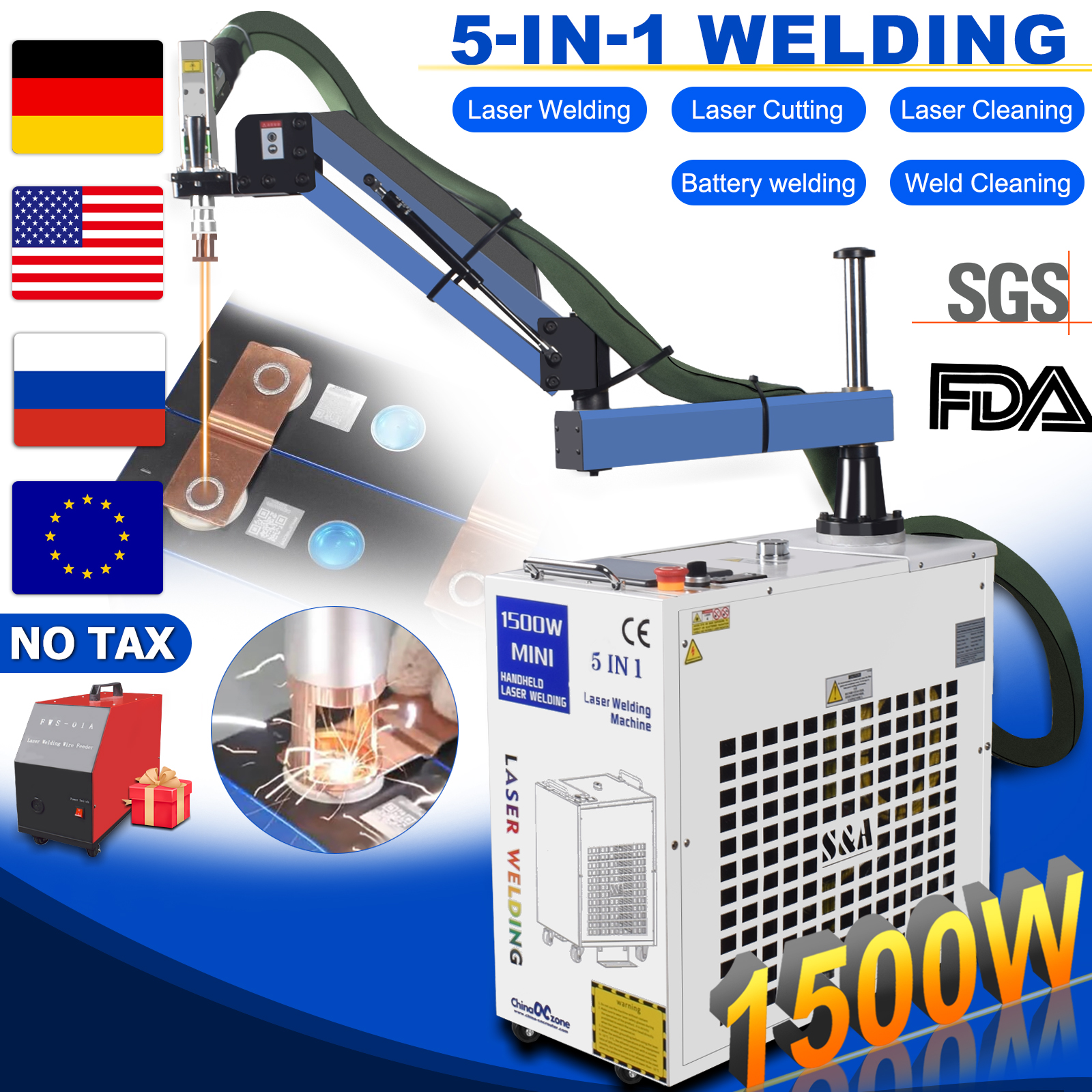 Industrial Laser Removal Machine - 1500W 5-IN-1 Laser Welder Welding Machine