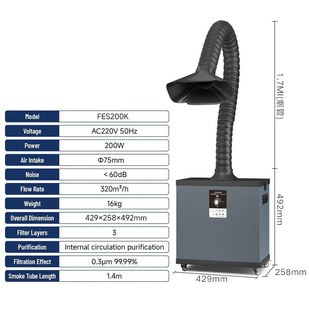 KNOKOO 200W Industrial Dust Fi - Industrial Laser Fume Extractor ulasan dan harga