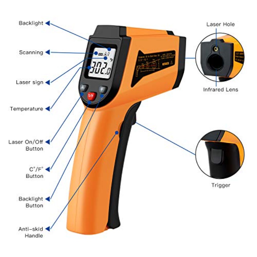 Laser Infrared Thermometer Non - Industrial Laser Gun ulasan dan harga