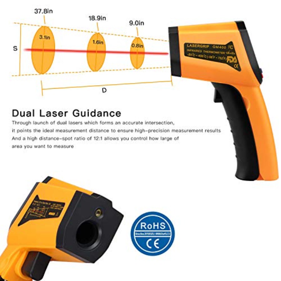 Laser Infrared Thermometer Non - Industrial Laser Gun ulasan dan harga