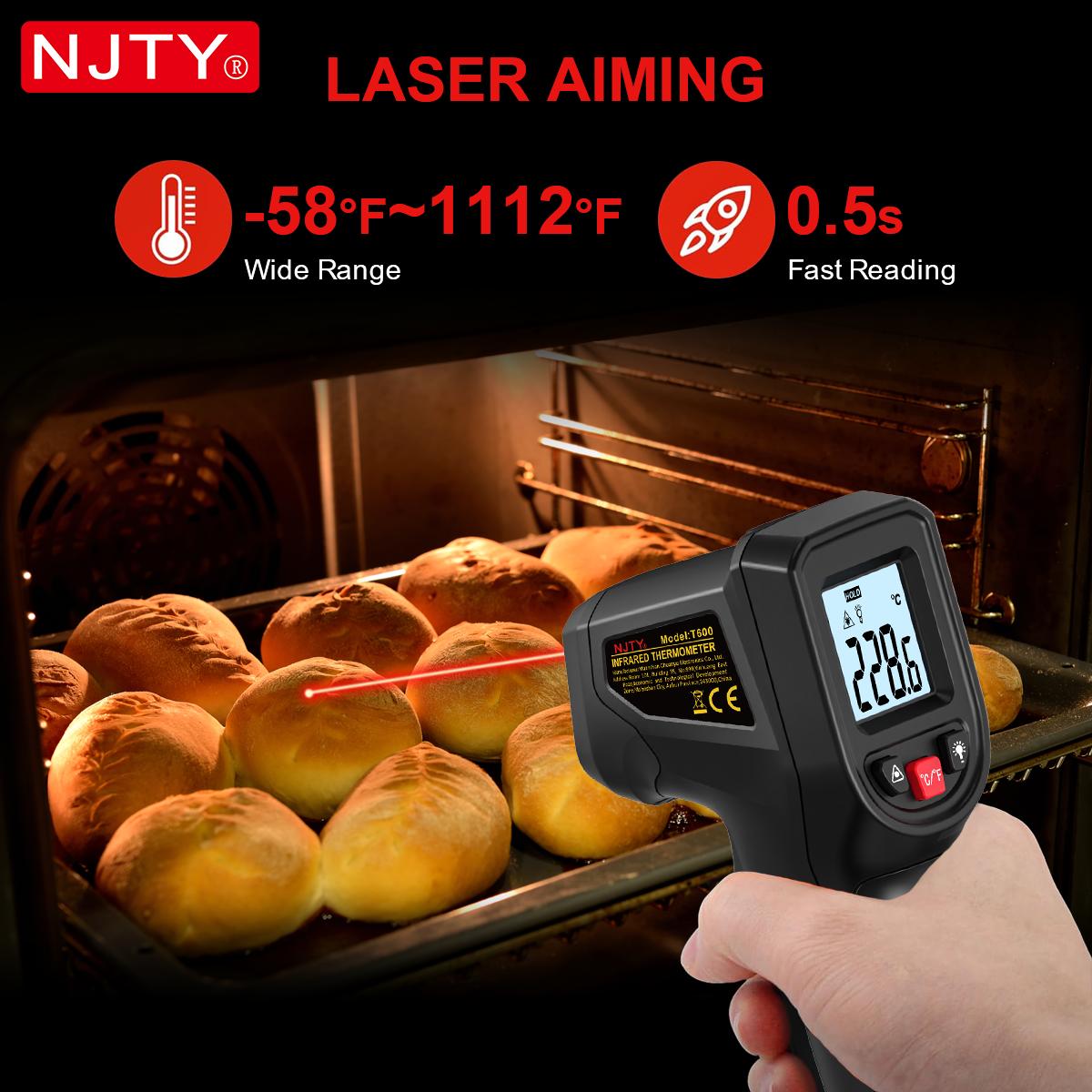 NJTY T600 Infrared Thermometer - Industrial Laser Gun ulasan dan harga