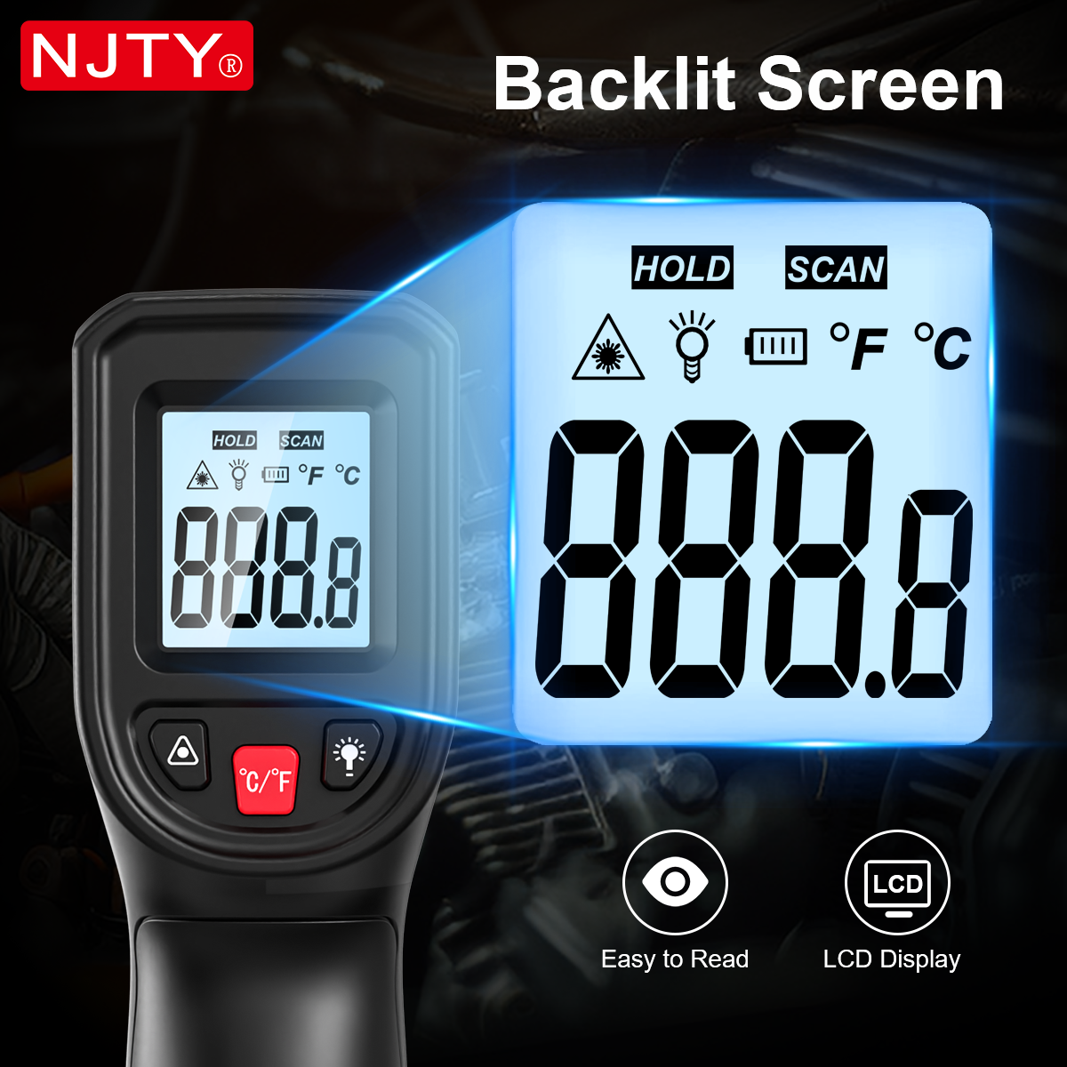 NJTY T600 Infrared Thermometer - Industrial Laser Gun ulasan dan harga